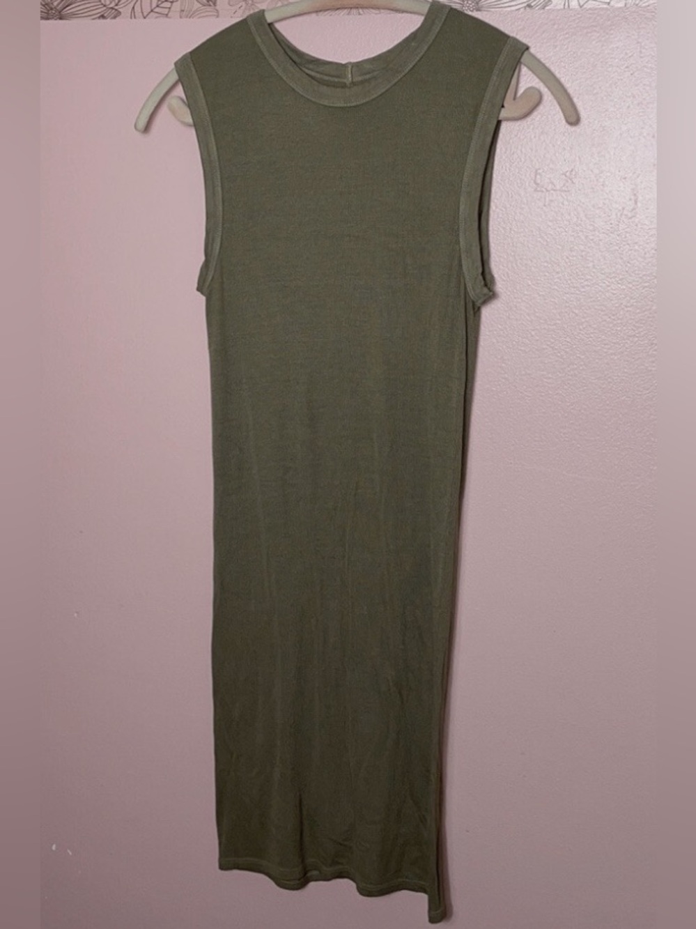 Enza Costa Sleeveless Ribbed Midi Dress - olive Green